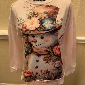 Teen Girls Women Fashion Christmas Snowman ⛄️ Pullover. size 4/6.